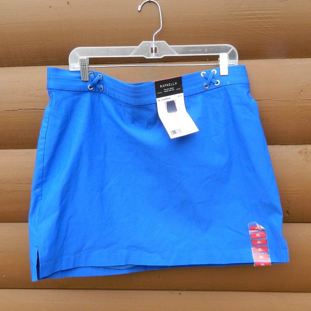 Rafaella Ladies Plus SZ XL Length Blue Stretch Waistband Skort Comfort